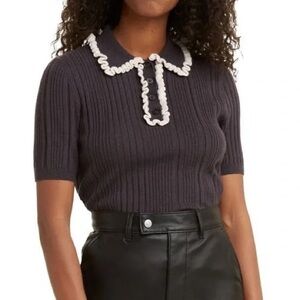 Levi's Ribbed Short-Sleeve Polo Crop Top